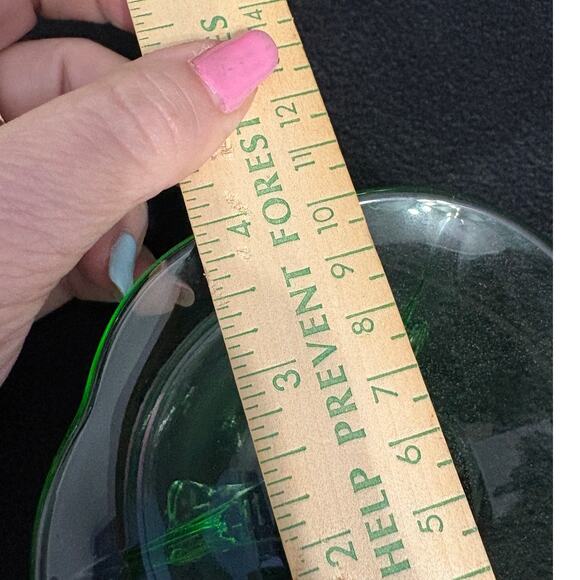 2 Fostoria Green Footed Bowl Depression Uranium  Glass - Picture 8 of 8